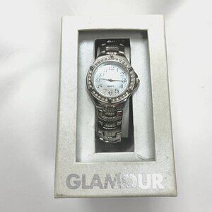 Glamour Bracelet Style Analog Watch With Crystals & Mother of Pearl Face Silver